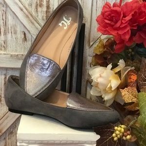JG silver suede sides flats NWOT